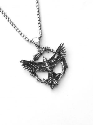 New Stainless Steel Eagle Pendant Vintage Titanium Mocking Bird Necklace Ornament