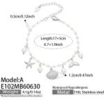 color: E102-A Style Scallop Multi-pendant Steel Color Bracelet -17+5cm