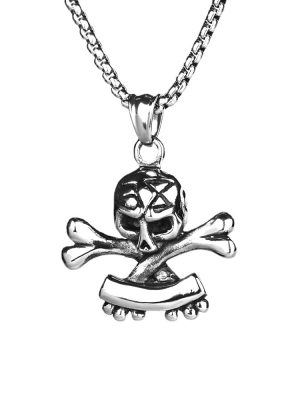 Japanese-Style Retro Ghost Face Skeleton Warrior Stainless Steel Pendant Hip Hop Literary Distressed Ghost General Necklace