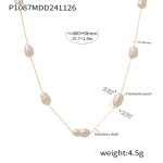 color: P1087-Gold Freshwater Pearl Necklace