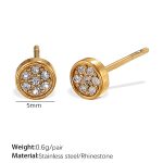 color: EH897WEG White Rhinestone Gold Stud Earrings