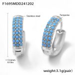color: F1695-Steel Color Blue Turquoise Earrings -Medium