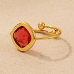 Square Czech Cut Transparent Glass Ring Stainless Steel Small Golden Beads Open Design Elegant Jewelry Bracelet