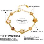 color: TXE139-Champagne Zircon Flower Gold Bracelet -17+5cm
