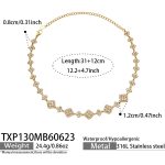 color: TXP130-White Zircon Gold Necklace -31+12cm