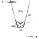 color: P190-Steel Color Mixed Colors Zircon Necklace 40+5cm