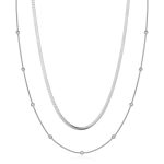 color: Double Layer Blade Chain Plus Bead Chain Steel Color C-002
