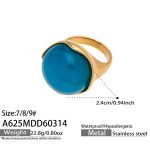 color: A625-Blue Color Cat's Eye Stone Ring / size: US 7