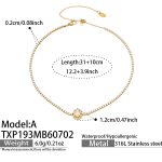 color: TXP193-A Style Oval Zircon Gold Necklace -31+10cm