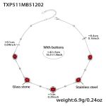 color: TXP511-Red Color Glass Stone Steel Color Necklace 40+5cm