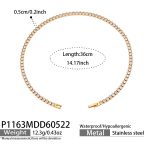 color: P1163-White Zircon Necklace -37cm