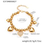 color: E373-Gold Heart Zircon Bracelet 17+5cm