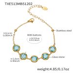 color: TXE513-Lake Blue Glass Stone Gold Bracelet 16.5+5cm