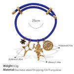 color: SL220BEG Blue Cord Multi-charm Bangle