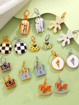 Personalized Castle Trojan Luggage T-shirt Shape Pendant Stainless Steel Variety DIY Accessories
