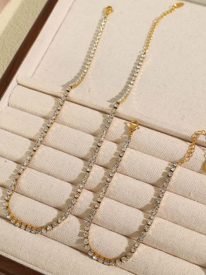 Essential Single Suite Necklace Bracelet Gang Drill Exquisite Design Clavicle Chain Autumn and Winter