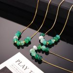 Mori Fresh Elegant Minimalist Personality Snake Bones Chain Ornament Agate Stone Beaded Design Pendant Stainless Steel Necklace