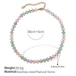 color: XL584PGG Pink Green Natural Stone Necklace