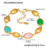 color: TXE269-Gold Mixed Colors Opal Bracelet 17+5cm