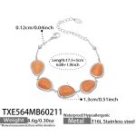 color: TXE564-Steel Color Orange Cat's Eye Stone Bracelet