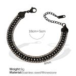 color: SL123WEB White Rhinestone Black Bracelet