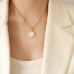 color: RP014-O Letter Gold Necklace -39+5cm