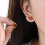 color: F955-Gold Red Acrylic Earrings -1 Pair