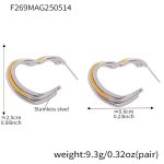 color: F269-Two-tone Gold Three Layer Heart Geometric Earrings