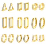 Inlaid Square Diamond Ear Clip Women's Earrings Personality Wild 18K Gold Inlaid