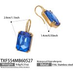 color: TXF554-Blue Glass Stone Earrings