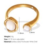 color: JZ129WEG7 Freshwater White Shell Gold Ring
