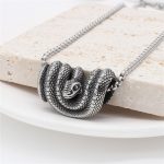 Domineering Necklace Men's Snake Head Winding Pearl Chain Hip Hop Punk Street Hipster Stainless Steel Ornaments