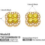 color: TXF599-B Style Yellow Zircon Gold Earrings