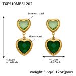 color: TXF510-Mixed Green Faceted Stone Gold Earrings