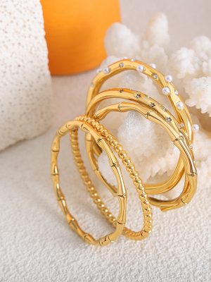 New Retro Versatile Personality Simplicity PVD Plating 18K Real Gold Does Not Fade Open-Ended Bracelet