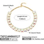 color: TXP554-Mixed Colors Glass Stone Necklace -50.5cm