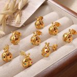 INS LADYBIRD Stainless Steel Studs Sweet Colorful Diamond-Embedded Advanced Insect Earrings