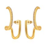 color: Irregular Set with Stone Earrings Gold