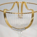 Stainless Steel Square Zircon Blade Chain Necklace Women's Light Luxury High-Grade Clavicle Chain