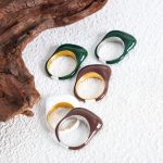 Ornament Cute Candy Color Sweet Elegant Girls Ring Stainless Steel 18K Gold Plating Open Index Finger