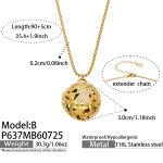 color: P637-B Style Small Bell Zircon Gold Necklace -90+5cm