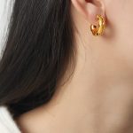 color: F602-Gold Black Zircon Earrings