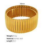 color: SZ57 Gold Elastic Vertical Stripes Width Bangle