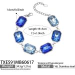 color: TXE591-Blue Color Cube Glass Stone Steel Color Bracelet -19+5cm