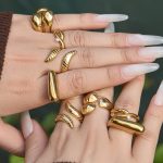 Snake-Shaped Curve Stainless Steel Ring 18K Gold Non-Fading Advanced Open Ring