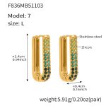 color: F836-7 Green Color Zircon Earrings -Large