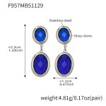 color: F957-Blue Color Faceted Stone Steel Color Earrings