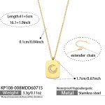 color: KP108-008-Micro-pave Zircon Moon Pendant Gold Necklace -41+5cm