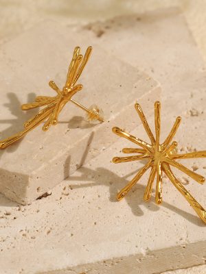 Fireworks Designer Model Stud Earrings Advanced Ear-Caring Cold Earrings Stainless Steel Ornament Eight-Pointed Stars