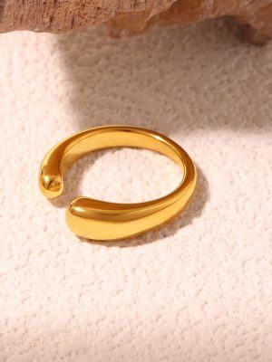 Simple Design Open Ring Little Finger Ring Stainless Steel PVD Plating 18K Real Gold Index Finger Ring